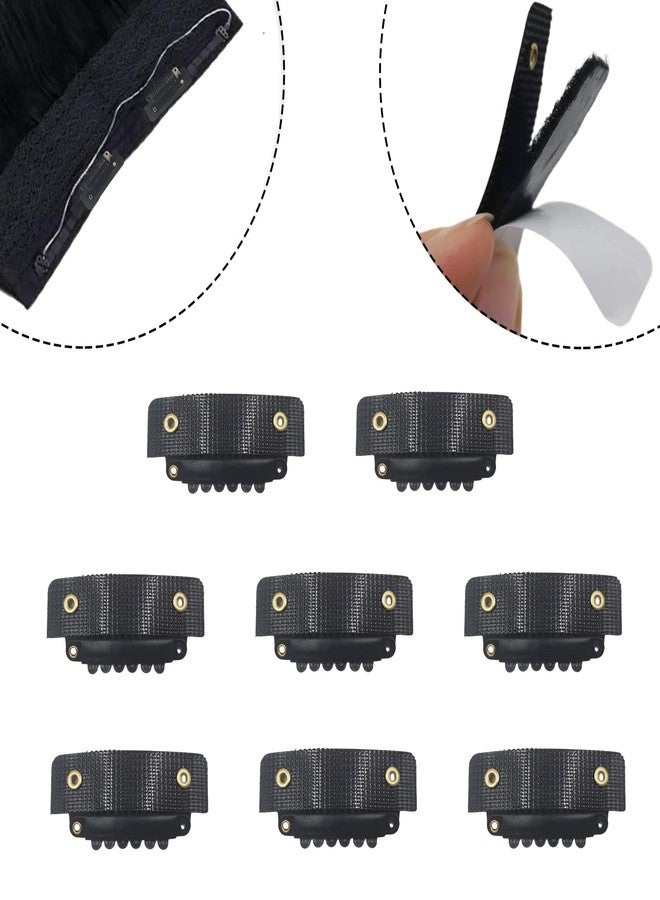EXTACIO 8PCS 2-in-1 Self-Adhesive Hook-and-Loop Wig Clips – Peel-and-Stick Snap Hair Extension Clips for Wigs, Toupees & Hairpieces – Dual Use, No-Sew, Reusable-Black - Image 2